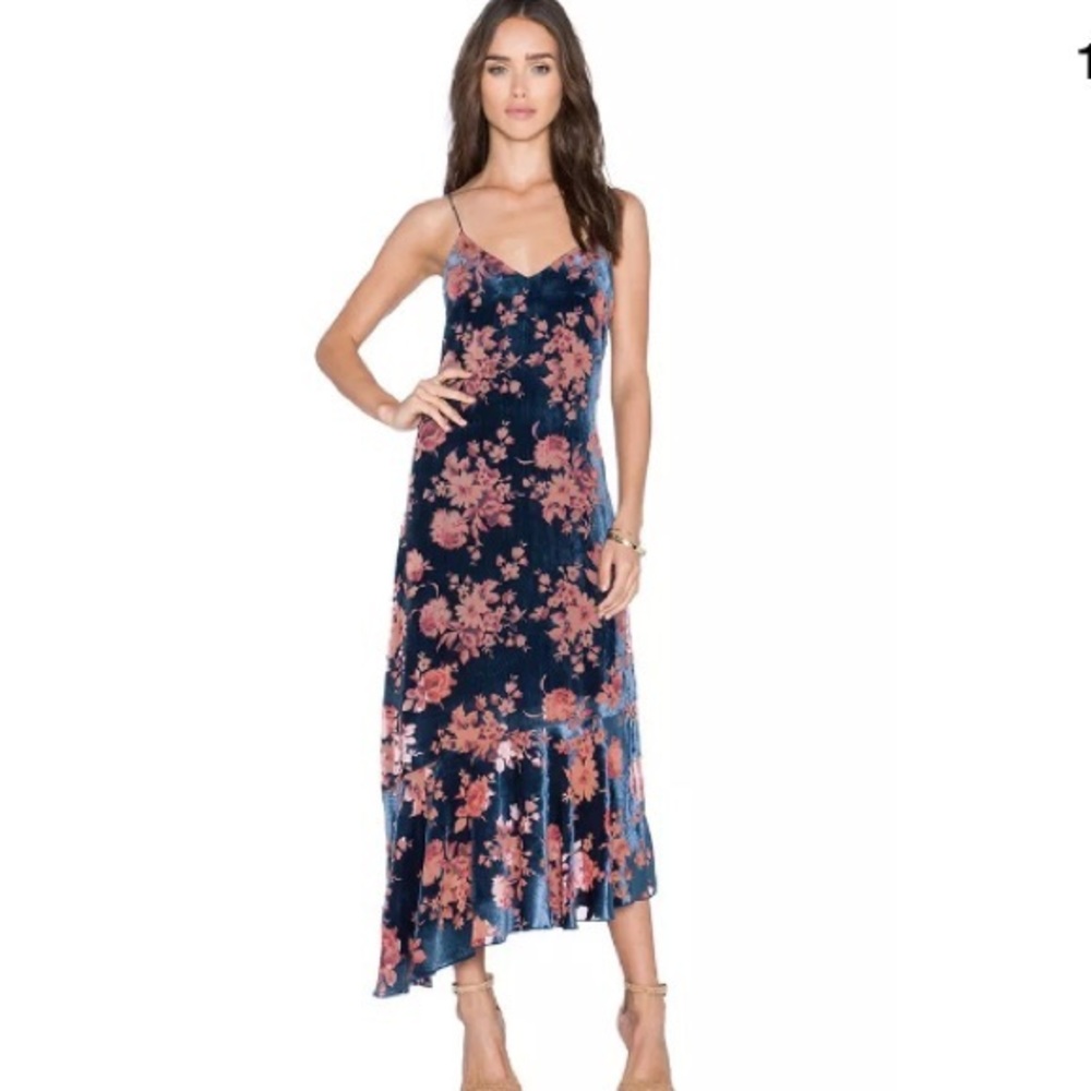 Line & Dot Velvet Burnout Floral Midi Dress